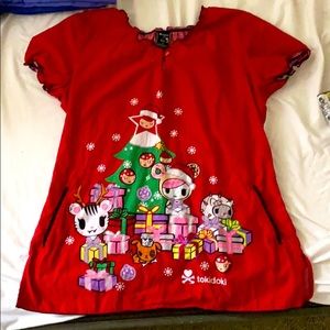 TokiDoki Christmas edition scrub top